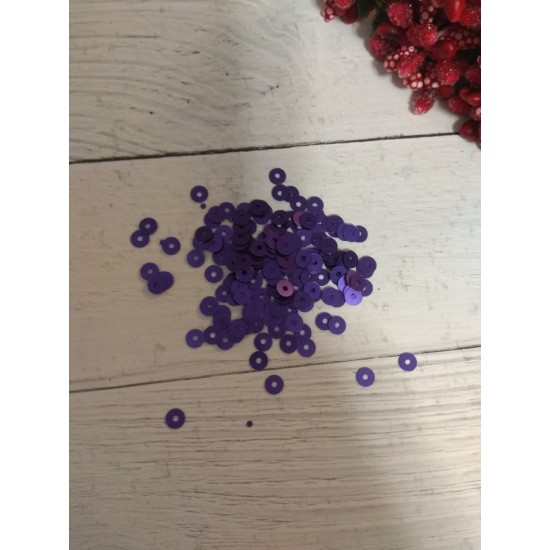 Пайетки круглые 4 мм цв. темно-фиолетовый, цена за 5 гр